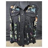 Sz Med Adore Black Jeans Jacket featuring sheer,