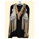 OS Hooray Henri Black Blouse w/ Fringe Vest