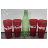 (4) Coca Cola Logo Ruby Red Plastic Tumblers Set