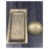 Brass Tray & Small Candle Holder  8"x4"