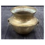 4" VTG Solid Brass Chinese Vase Etched with