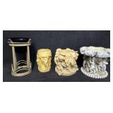 (3) Cherub Pillar Candle Holders & More