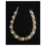 Vintage Joan Rivers Faux Pearl Clear Rhinestone