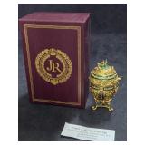 5" Green and Gold Enamel Music Box from the