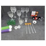(5) Crystal Wine Glasses, Shot Glasses & More