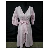 2X Truth NYC Pink and White Striped Wrap Dress