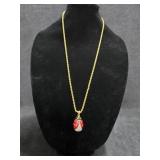 Joan Rivers Enamel & Rhinestone Lady Bug Pendant
