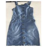 Sz M Wax Jean Wash Denim Blue Overall Dress