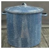 9" Blue Speckled Enamelware Stock Pot with a Lid