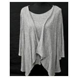2X Grey 2-Pc Top & Black Flowy Lightweight Sweater
