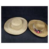 (2) Tan Straw Hats