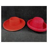 (2) Ladies Red Straw Hats