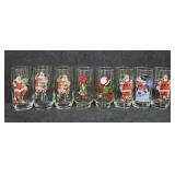 (8) Vtg Coca-Cola Christmas Glasses