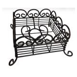 Rustic Cast Iron Napkin Holder: Scrolled Tabletop