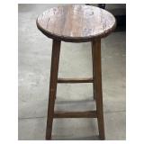 30.5" Rustic Solid Elm Wood Bar Stool