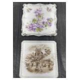 (2) VTG Hand Painted Porcelain Tea Tiles