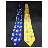 (2) Bullock & Jones Silk Sailboat Ties