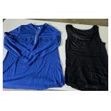 Sz Large Black Flowy Sleeveless Blouse &