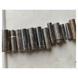 (12) Craftsman SAE Deep Sockets 3/8' Drive