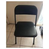 Black Metal Foldable Chair Padded Seat