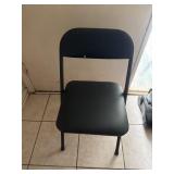 Black Metal Foldable Chair Padded Seat