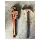 14' Pipe Wrench & Hammer