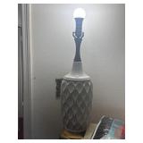 25.5' White Ceramic table lamp with a geometric