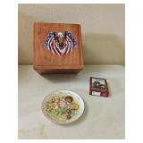 Cigar Box, Mother's Day Plate & Playing Cards