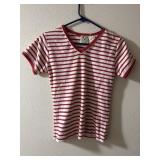 Sz: S, Red Stripped V Neck Shirt