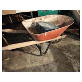 Metal wheelbarrow & box of nails