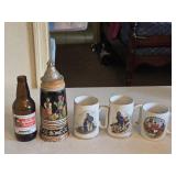 Vtg German Stein Music Box, (2) Norman Rockwell