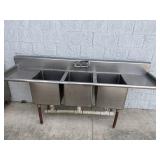88"x24ï¿½x40.5ï¿½ Stainless steel 3 Compartment Sink