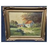 1940s Original Oil on Board Landscape Painting