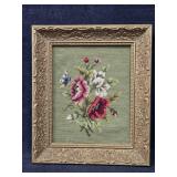 11.5" ï¿½ 13.5" Vintage Floral Needlepoint