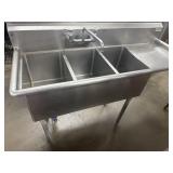 58"x22"x44" Griffin 3 Compartment Sink with