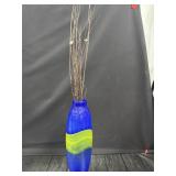 18" Green & Blue Art Glass Vase