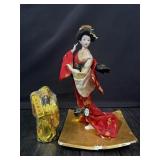 VTG Kyugetsu Japanese Geisha Doll &  Cai Shen Ye