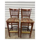 (2) Upholstered Wooden Barstools