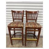 (2) Upholstered Wooden Barstools