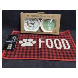 NEW Dog Mat & Bowl Set