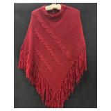 Cejon Red Knit Sweater Poncho