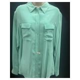 Sz M Equipment Femme Long-Sleeve Silk Shirt