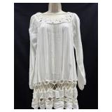 Sz S Calypso St. Barth BOHO Crocheted Tunic Blouse