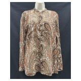 Sz M Michael Kors Earth Tones Paisley Blouse