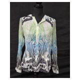 Sz Med Cativa Blue and Green Paisley Patterned