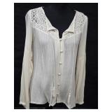 NWT Sz Med Billabong Cream Crinkle Blouse