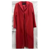 Sz: 9, Louise, Red Maxi Coat Open Front Design