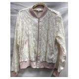 Sz: M, Maille, Lace Bomber Jacket Cream & Pink