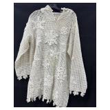 Sz: S  Michael Simon Crochet Hooded Long Sleeve