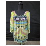 Sz M Neon-patterned Hale Bob Boho Shear Blouse